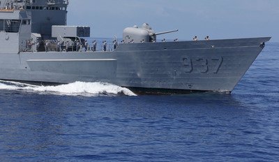 El presidente Ma Ying-jeou supervisó el simulacro militar Han Kuang desde un buque de guerra