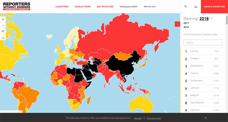 Taiwán es el país con la prensa más libre de Asia según Reporteros sin Fronteras