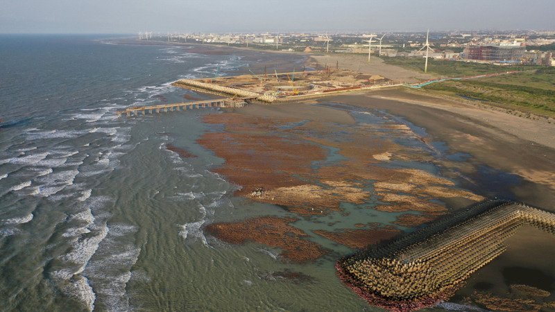 Tsai Ing-wen inspecciona el polémico arrecife de algas de Datan