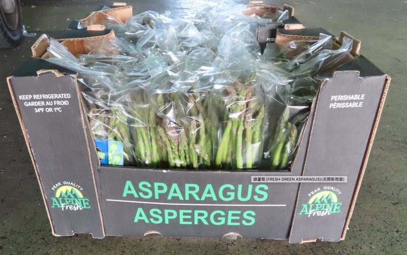 Casi 2000 kilos de espárragos peruanos retenidos en la aduana de Taiwán