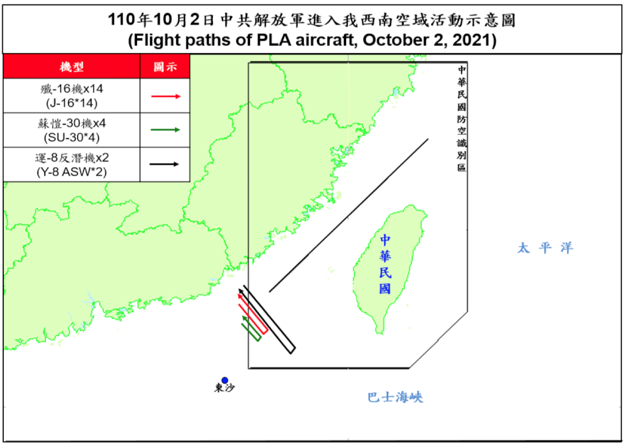 Casi 100 aviones militares chinos han entrado en el espacio aéreo taiwanés en los últimos tres días