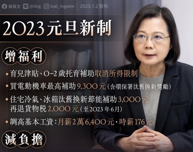 Tsai Ing-wen promete que el Gobierno cuidará de todos en 2023