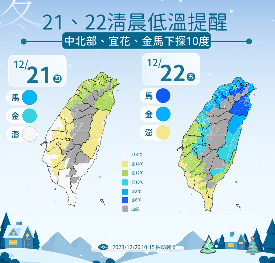 Taiwán pasará una Navidad muy fría con posibles nevadas en zonas de alta montaña