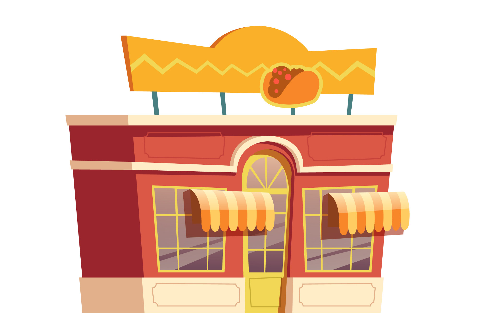 Free Vector | Fast food mexican restaurant building cartoon