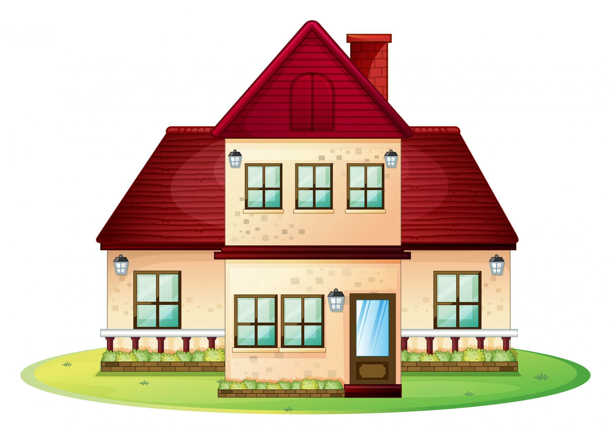 Free Vector | Two storey house with red roof